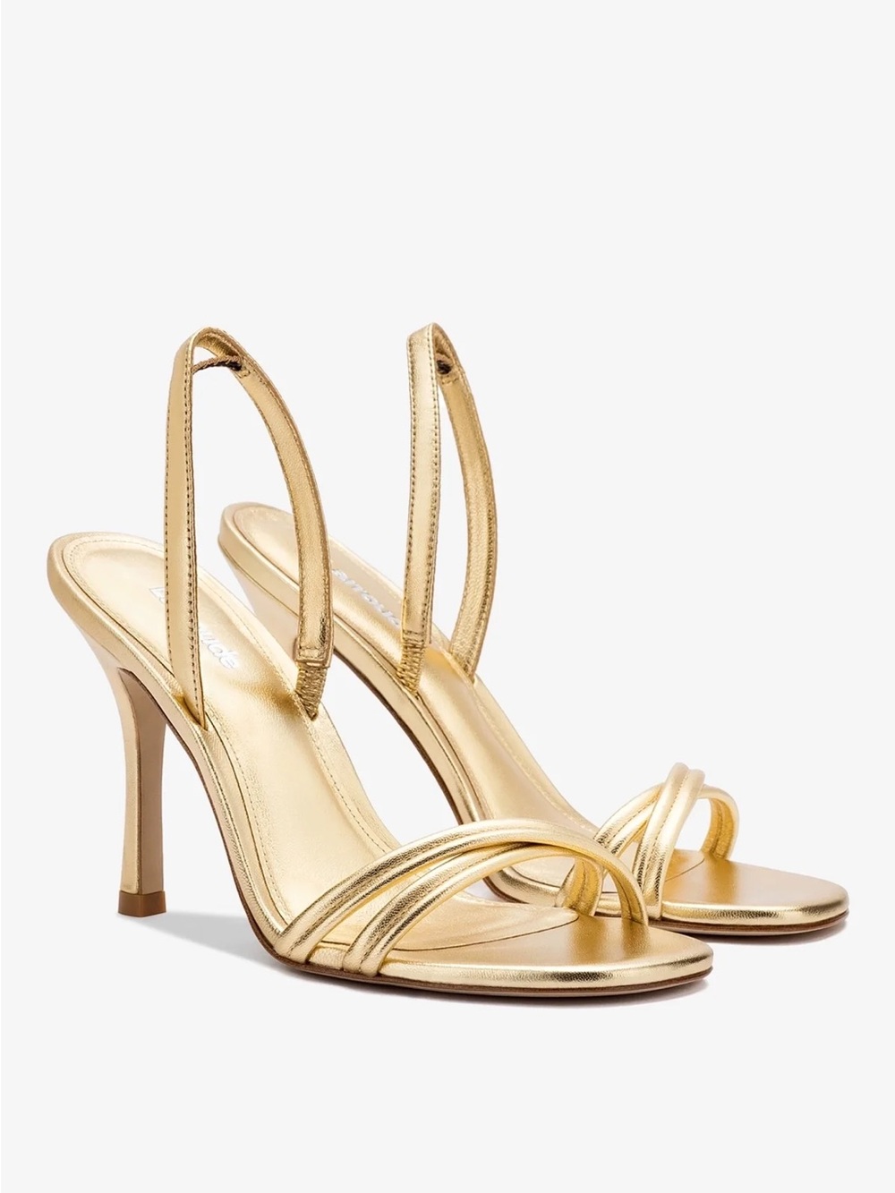 (New) Larroude Annie Metallic Gold High Heel Sandals